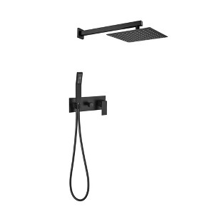 ALEXOUN  Matte Black Shower Faucet Set Shower System 10 Inch Rainfall Shower Head with Handheld Sprayer Bathroom Luxury Rain Mixer Combo Set - 1 of 4