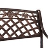 Patio Bench, Cast Aluminum Outdoor Bench With Meshed Pattern, Backrest, Antique Copper Finish Garden Bench For Backyard Deck Any Outdoor Furniture - 2 of 4