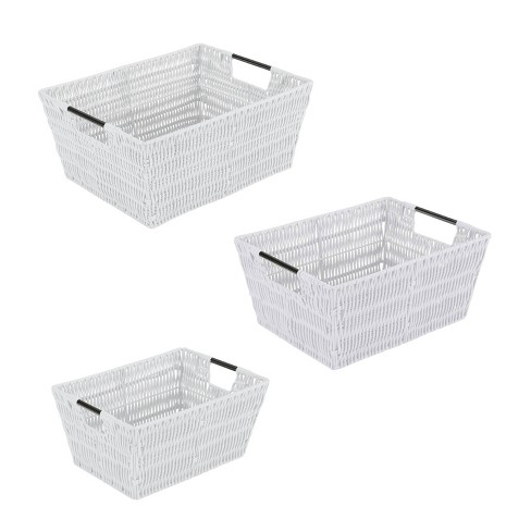 Simplify 4 Pack Slide 2 Stack It Storage Tote Baskets - Black - Small