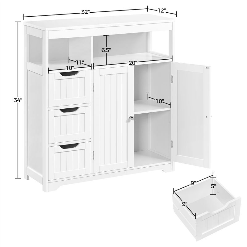 Yaheetech Freestanding Wooden Bathroom Floor Cabinet for Bedroom Bathroom Living Room, White, 3 of 8