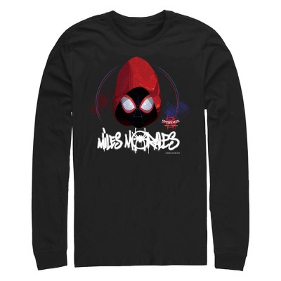 Men's Spider-Man: Into the Spider-Verse Hooded Miles  Long Sleeve Shirt - Black - Large