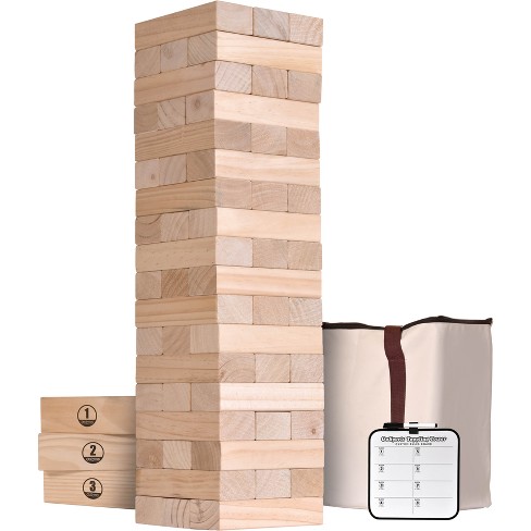 Giant Toppling Tower Game - 60 Blocks - Storage Crate - Indoor/Outdoor Set