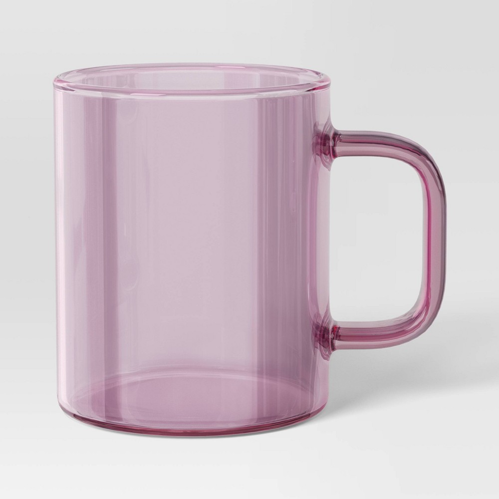 Photos - Glass 14oz Borosilicate  Mug Translucent Pink - Room Essentials™: Coffee &  Mugs, Microwave & Dishwasher Safe