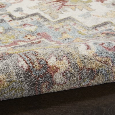 Ivory/Multi 9' x 12' Hand-knotted Synthetic Area Rug
