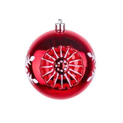 Red and White Shatterproof Plastic Christmas Ornaments Set of 6