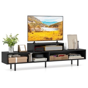 Costway 3 Cubby TV Stand for TVs up to 70" Entertainment Center Media TV Console Table Black/Brown/White - 1 of 4