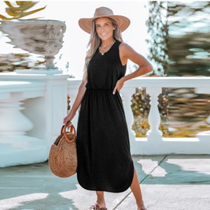 Women's Scoop Neck Side Slit Maxi Dress - Cupshe - 1 of 4