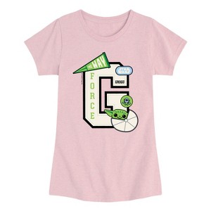 Girls' - The Mandalorian - Grogu Letterman Fitted Short Sleeve Graphic T-Shirt - 1 of 3