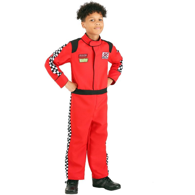HalloweenCostumes.com Red Racer Jumpsuit Boy's Costume, 1 of 4