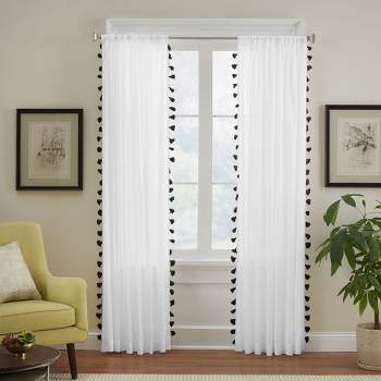 Bianca Sheer Boho Single Window Curtain Panel with Tassels - 52" x 84" - Elrene Home Fashions