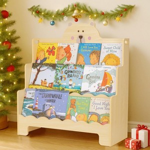 3-Tier Wooden Montessori Kids Bookshelf, Scalloped Book Shelf for Kids Rooms, Bear Toddler Bookcase with Handles for Classroom, Playroom, Nursery - 1 of 4