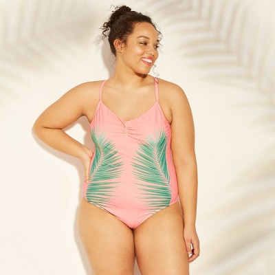 palm print one piece swimsuit