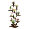 FONTOI 9 Tiered Indoor Plant Shelf, Metal Plant Flower Holder Stand, Tree-Shaped Plant Rack for Home, Patio, Black & Dark Walnut, 10.2"*64.57"*21.65" - 4 of 4