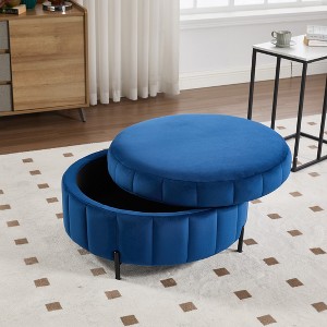 Aortzio 31.5"W Large Tufted Round Storage Ottoman - 1 of 4