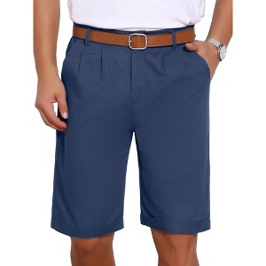 INSPIRE CHIC Men's Linen Pleated with Pockets Above Knee Casual Shorts - 1 of 4