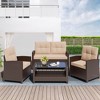 Celebalcony 4 Piece Wicker Complete Patio Set With Cushions - 3 of 4