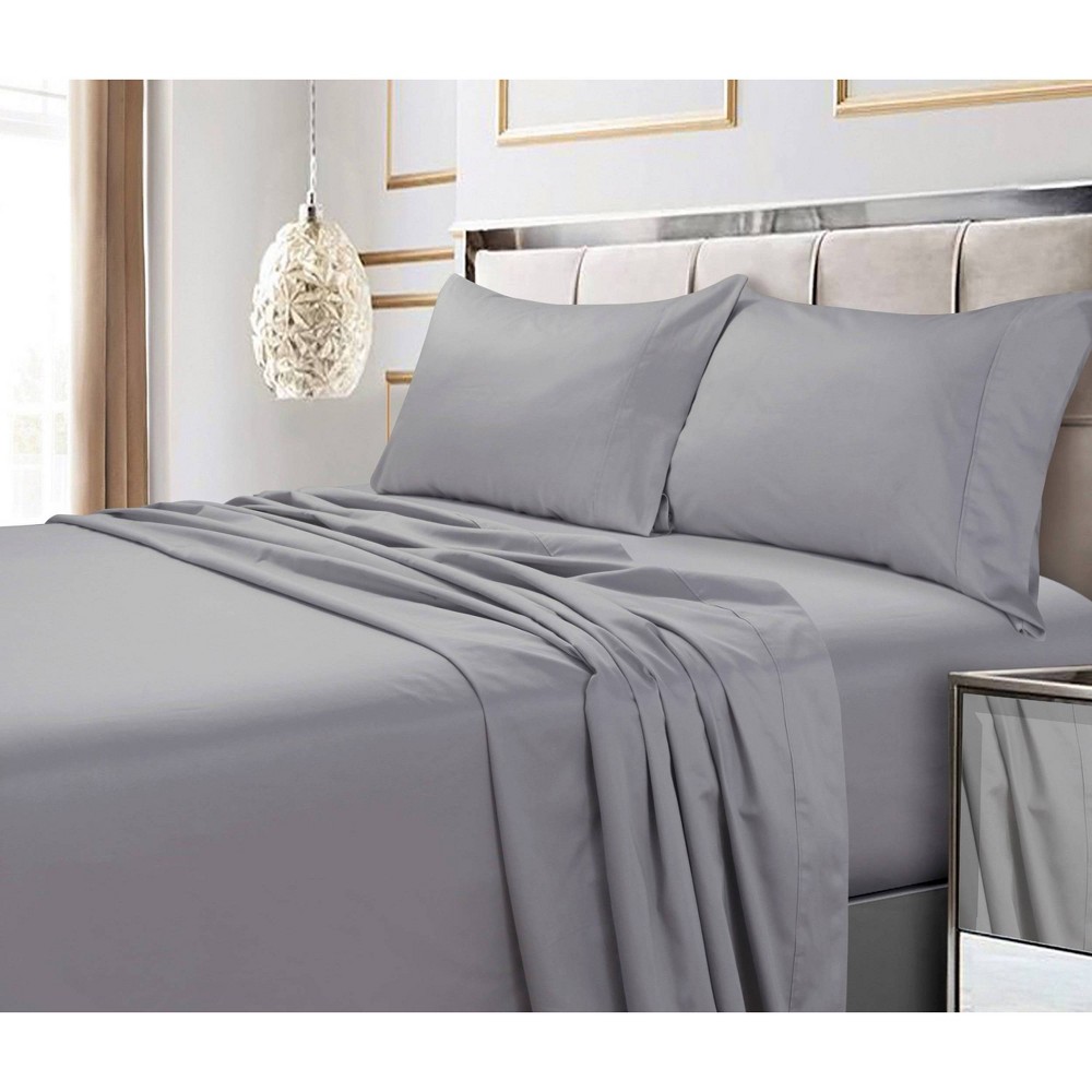 Photos - Bed Linen King 4pc 600 Thread Count Deep Pocket Solid Sheet Set Silver Gray - Tribec