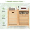 Tangkula Dual Laundry Basket Organizer w/Top Shelf 2 Pull-out Removable Bags Side Handles - 4 of 4