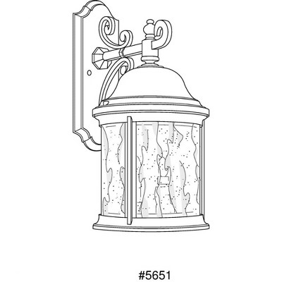 Progress Lighting Ashmore 3-Light Wall Lantern, Textured Black, Water Seeded Glass