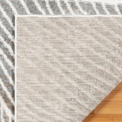 Gray and Beige Abstract Tufted Synthetic 5' x 7' Area Rug