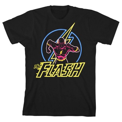 Flash Neon Flash And Logo Boy's Black T-shirt-xl : Target