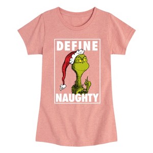 Girls' - Dr. Seuss - The Grinch Define Naughty Fitted Short Sleeve Graphic T-Shirt - 1 of 4