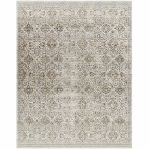 Hauteloom Margaret Damask Beige & Blue Washable Area Rug - 1 of 4