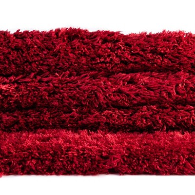 Merlot Red Rectangular Shag Synthetic 2' x 3' Rug