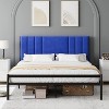 Full Bed Frame with Velvet Headboard - Plush Comfort, Robust Metal Support, Silent Sleep, No Box Spring Needed, Effortless Setup - 3 of 4