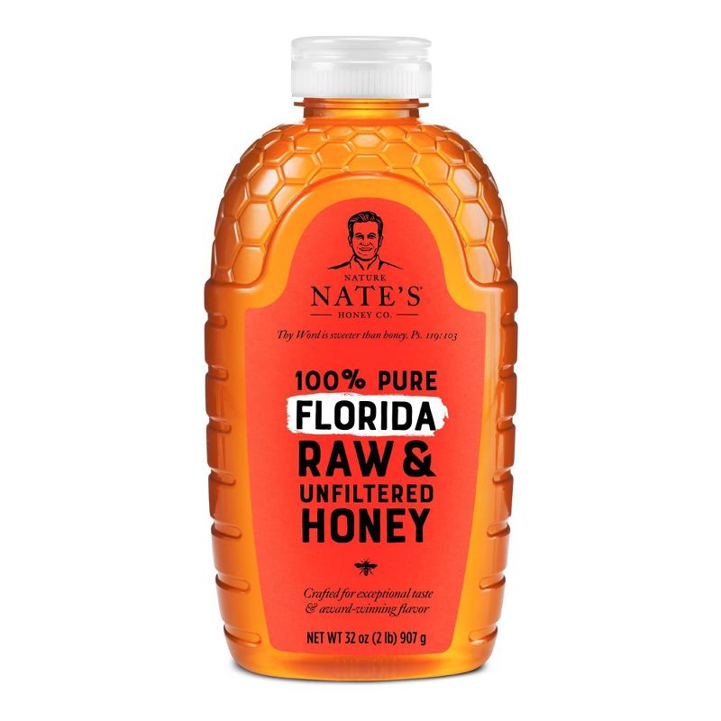 Nature Nate&#39;s 100% Pure Raw and Unfiltered Florida Honey - 32oz, 1 of 9