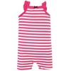 Hudson Baby Infant Girl Cotton Rompers 3pk, Bright Flamingo - 4 of 4