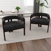 Vynxaria Black Modern Teddy Upholstered Barrel Accent Chairs - Set of 2 - 2 of 4