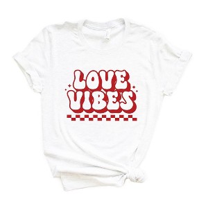 Simply Sage Market Women's Love Vibes Checkered Short Sleeve Graphic Tee - 1 of 4