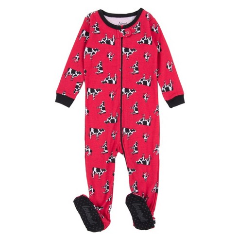 Leveret Footed Cotton Pajamas Cow Red 12-18 Month : Target