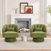 Modern Swivel Barrel Accent Chair, 360 Degree Velvet Upholstered Armchair with Striped Backrest & Plush Padding, Comfy Round Lounge Chair, 2 PCS - 2 of 4