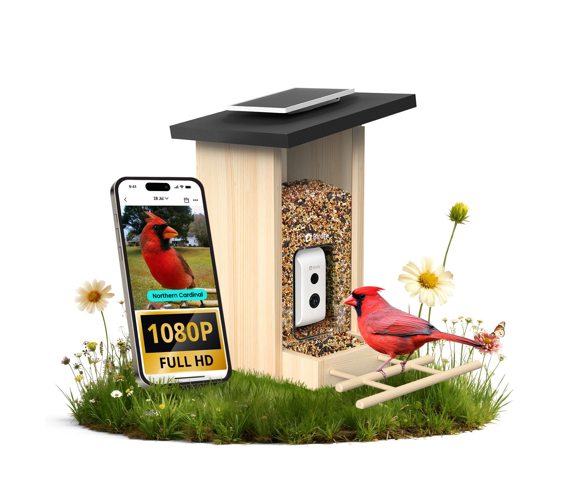 Birdfy Smart Bird Feeder with Camera, Bird Watching Camera with Solar Panel, AI Identify 6000+ Species
