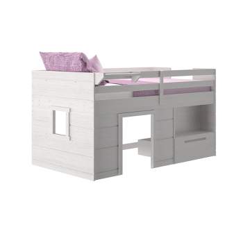 Max & Lily Loft Bed Twin Size Solid Wood Platform Bed Frame for Kids with Storage Drawer