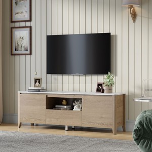 NicBex TV Stand for 80 Inch TV with LED Lights,TV Entertainment Center with Cabinets and Open Shelves,TV Console Table for Living Room - 1 of 4