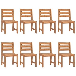 vidaXL Outdoor Patio Chairs - Set of 8 - Solid Teak Wood - Comfortable Backrest - Beautiful Water-Based Finish - Sturdy Wooden Frame - Simple Assembly - 1 of 4