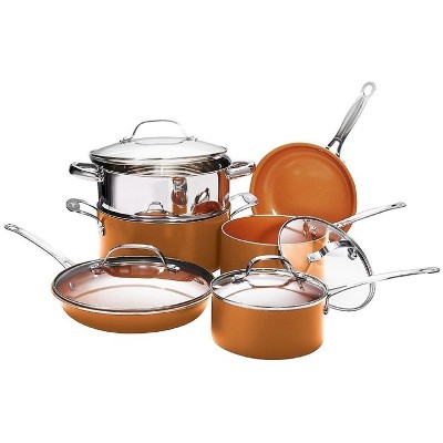 10-Piece Copper and Stainless Steel Nonstick Cookware Set