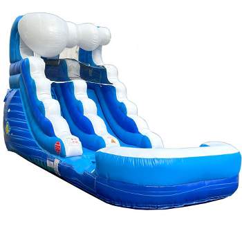 Pogo Bounce House Crossover Kids Inflatable Water Slide, Tropical With ...