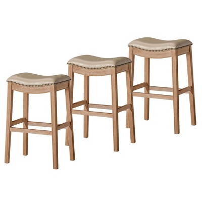 Maven Lane Adrien Backless Saddle Kitchen Stool, Set of 3