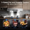 Range Hood 30 Inch, 700CFM,Stainless Steel Kitchen Stove Vent Hood,3 Speed Exhaust Fan Touch/Remote Control,LED lights Timer,High Suction power - image 2 of 4