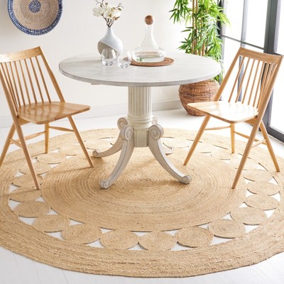 Hand-Knotted Ivory Boho Charm Jute 6'6" Round Area Rug