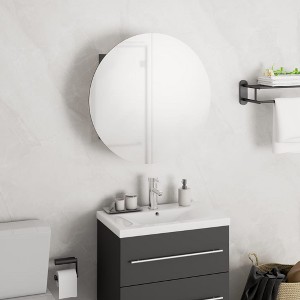 vidaXL Bathroom Cabinet with Round Mirror&LED Gray 15.7 in.x15.7 in.x6.9 in. - 1 of 4