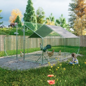 Akoasm 156.00 in. W Large Metal Chicken Coop with Waterproof and Anti-Ultraviolet Cover for Outside-Silver - 1 of 4