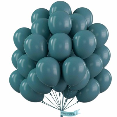 PartyWoo Balloons Slate Blue Dusty Green 12 Inch 50 pcs