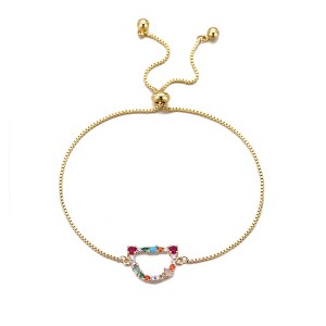 Adornia 14k Gold Plated Multi Color Stone Initial Bolo Bracelet - 1 of 1