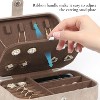 HTUTWOO Travel Jewelry Box, PU Leather Jewelry Organizer for Girls, Portable Mini Travel Case Display Storage Holder Boxes for Stud Earrings, Rings - 4 of 4
