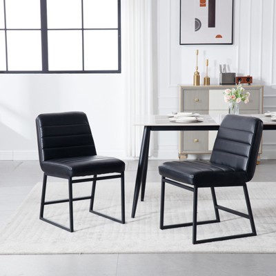 Mid Century Modern Leisure Dining Chairs Set of 2,Modern Kitchen Chair with Upholstered Seat Backrest, Metal Leg,Armless Leisure for Living Bedroom